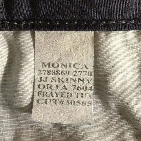 PAIGE Jeans Monica Tux JJ Skinny Dark Denim Frayed Light Blue Tux Sides Size 27 - Picture 10 of 11